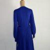 10-6245.jpg Nina Leonard Sweater Dress Size L Deep Sapphire Mock Neck Belted Belted Knit New