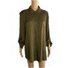 Alice + Olivia Button Down Silk Shirt Blouse XL Military Green Foldable sleeves