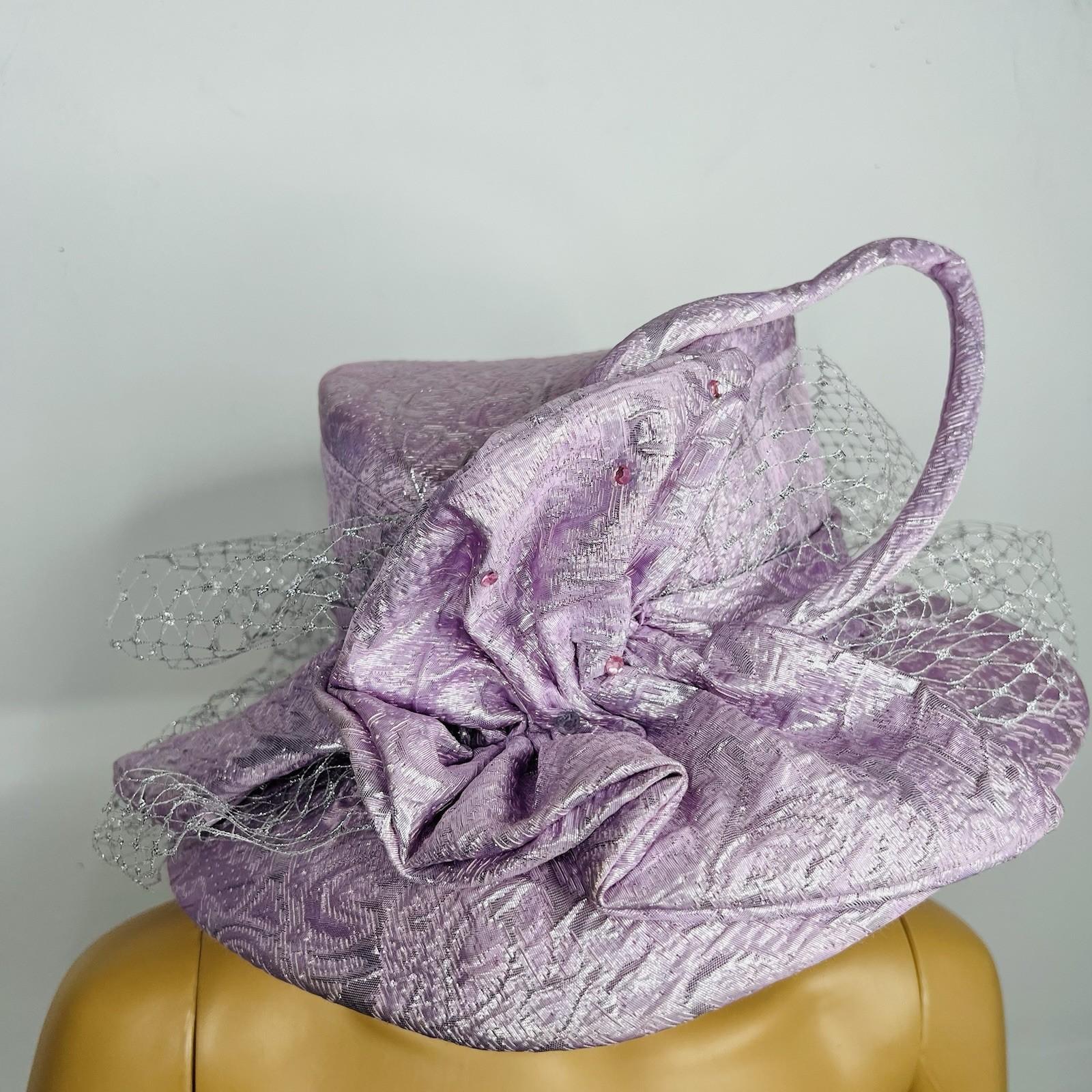 Moshita Couture Elegant Church Hat handcrafted Pick Purple Large Beaded Bow