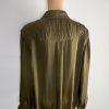 Alice + Olivia Button Down Silk Shirt Blouse XL Military Green Foldable sleeves