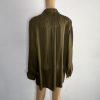 Alice + Olivia Button Down Silk Shirt Blouse XL Military Green Foldable sleeves