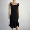 Alberto Makali Viscose Stretch Flare Sleeveless Dress Size 10 Leather Trim
