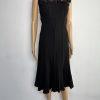 Alberto Makali Viscose Stretch Flare Sleeveless Dress Size 10 Leather Trim