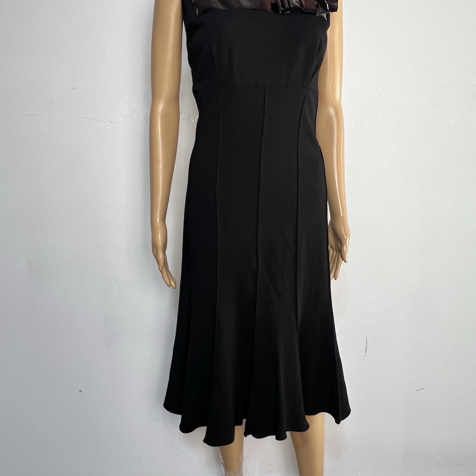 Alberto Makali Viscose Stretch Flare Sleeveless Dress Size 10 Leather Trim