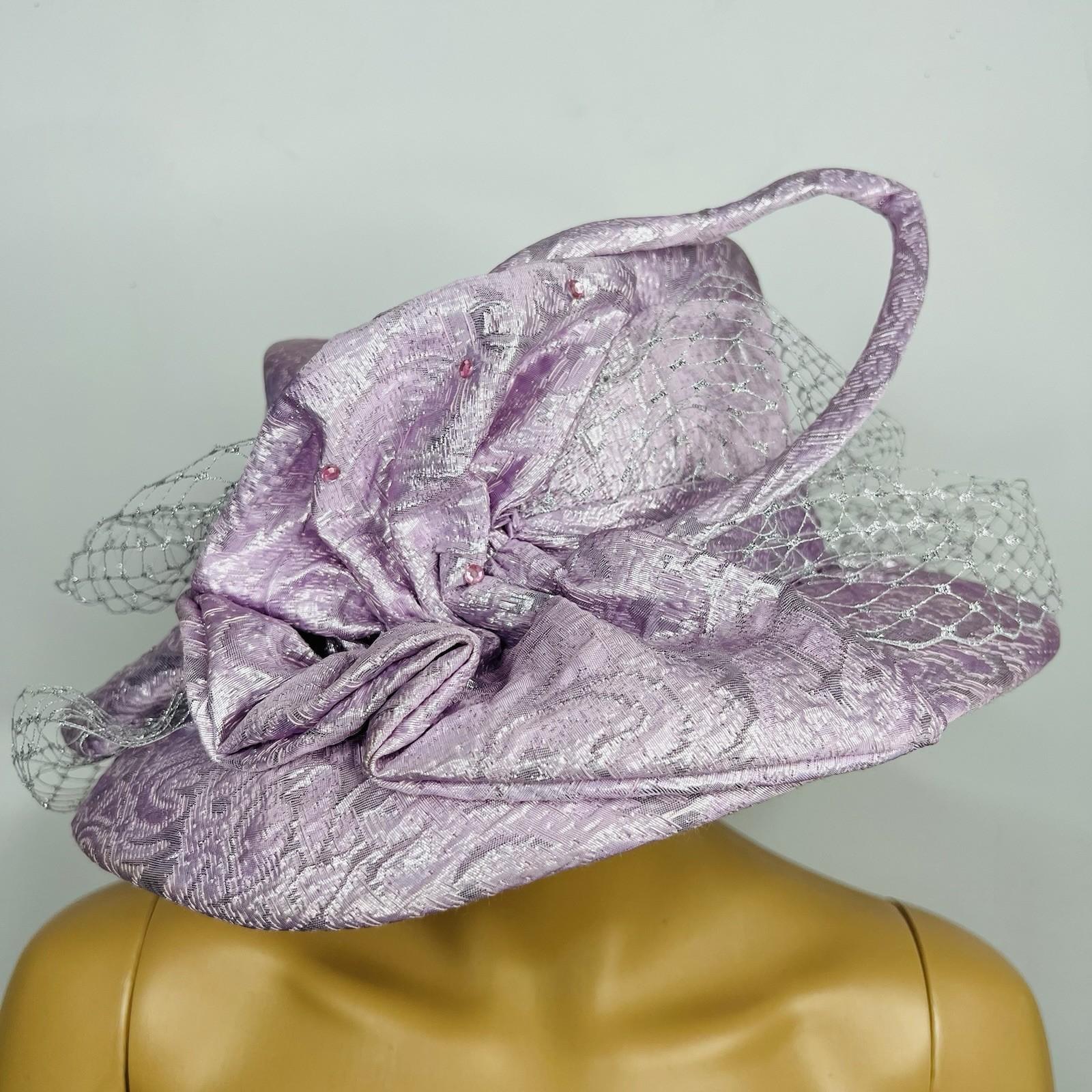 Moshita Couture Elegant Church Hat handcrafted Pick Purple Large Beaded Bow