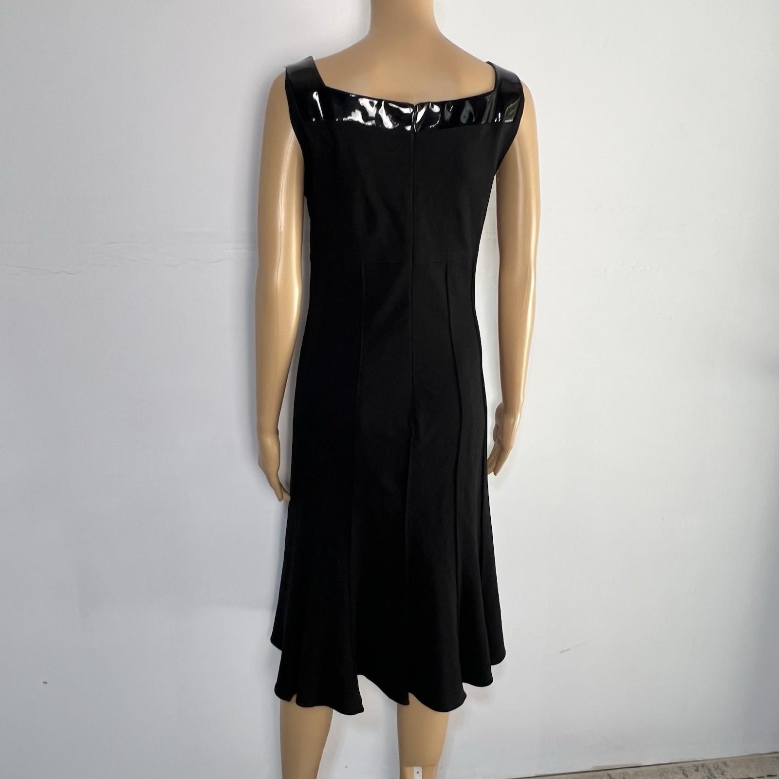 Alberto Makali Viscose Stretch Flare Sleeveless Dress Size 10 Leather Trim
