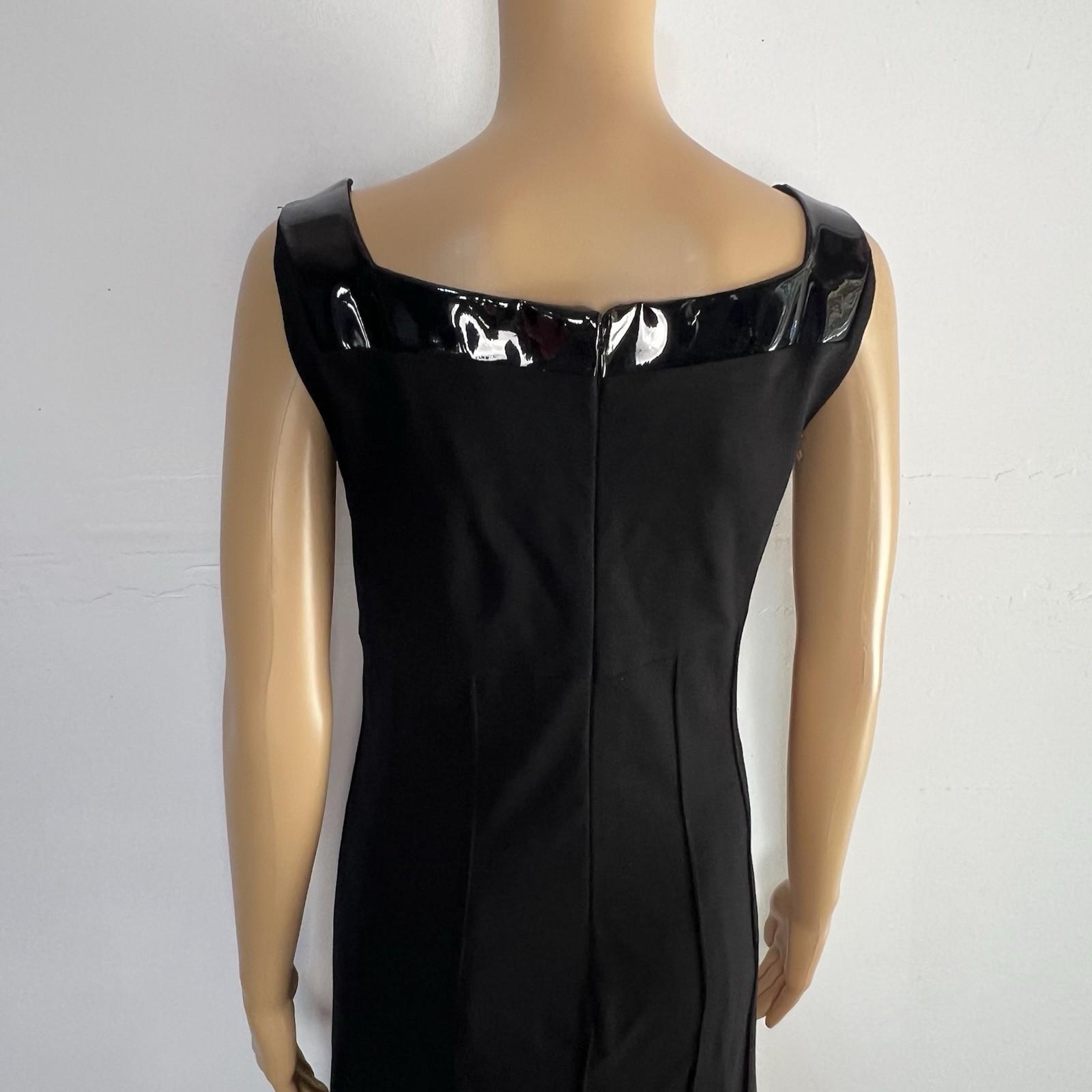 Alberto Makali Viscose Stretch Flare Sleeveless Dress Size 10 Leather Trim
