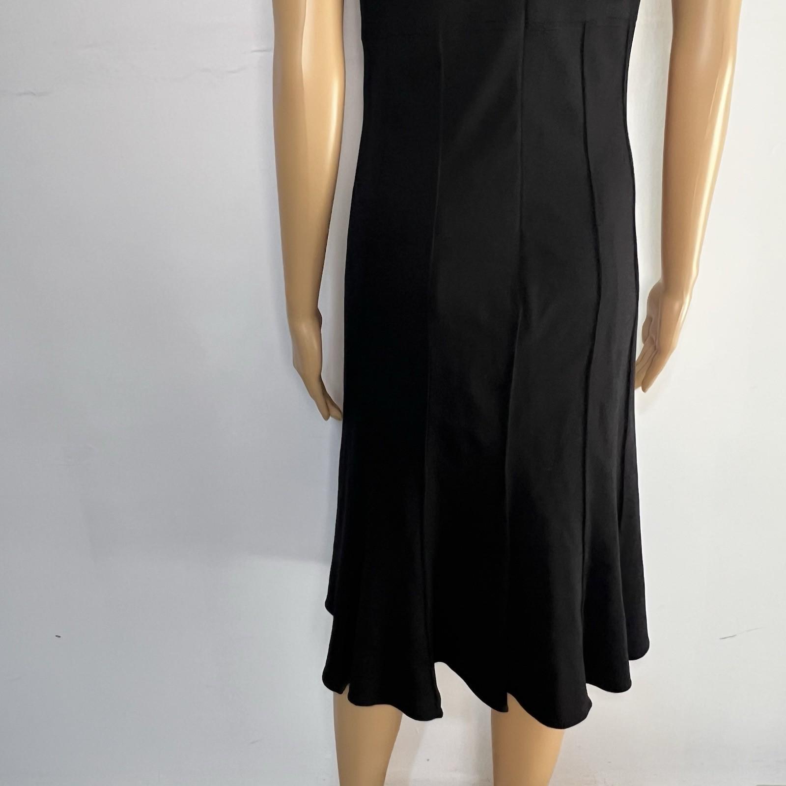 Alberto Makali Viscose Stretch Flare Sleeveless Dress Size 10 Leather Trim