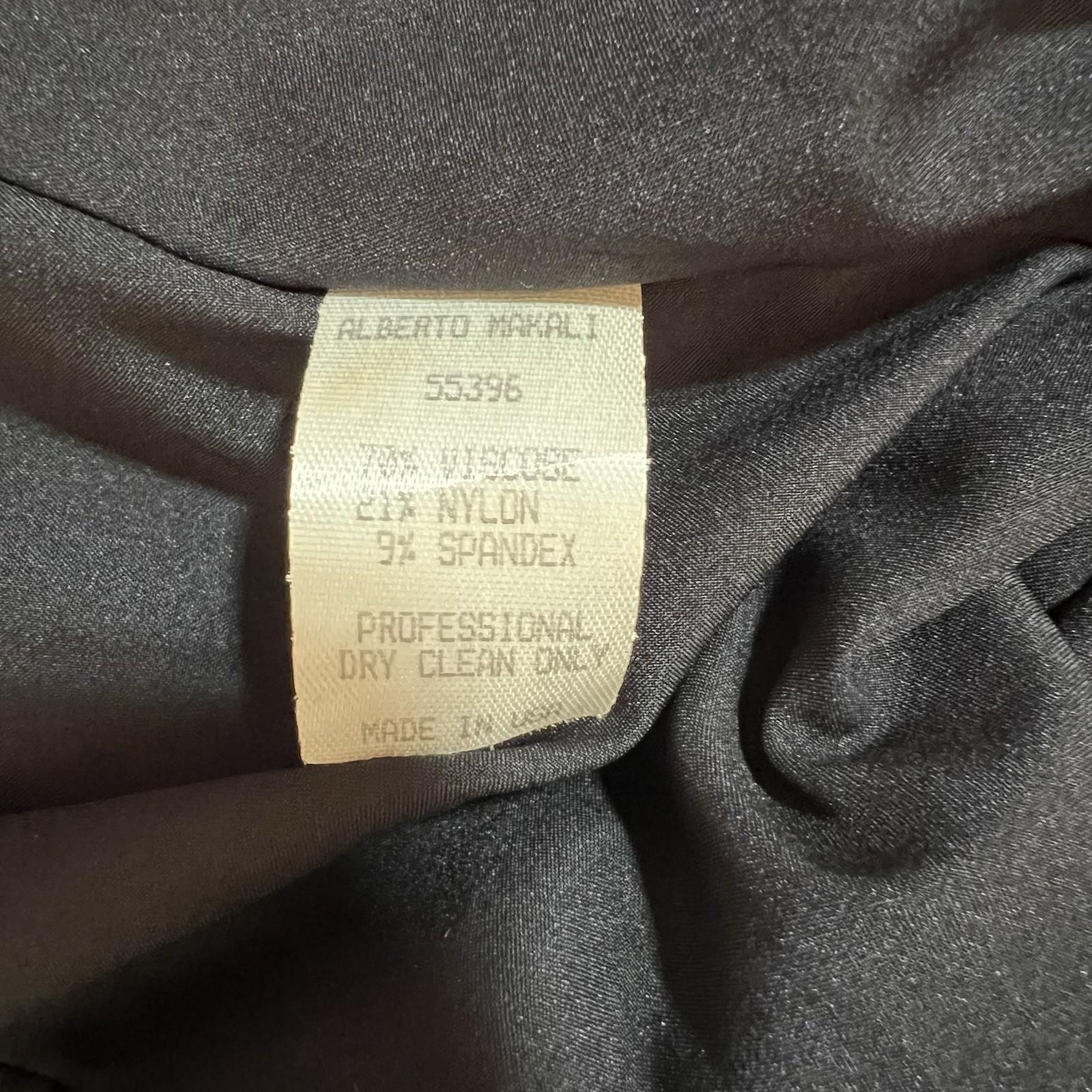 Alberto Makali Viscose Stretch Flare Sleeveless Dress Size 10 Leather Trim