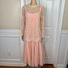 Jack Bryan 1970 Vtg Party Dress Size 12 Peach Beaded Flapper Drop waist Gown