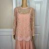 Jack Bryan 1970 Vtg Party Dress Size 12 Peach Beaded Flapper Drop waist Gown