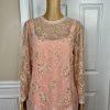 Jack Bryan 1970 Vtg Party Dress Size 12 Peach Beaded Flapper Drop waist Gown