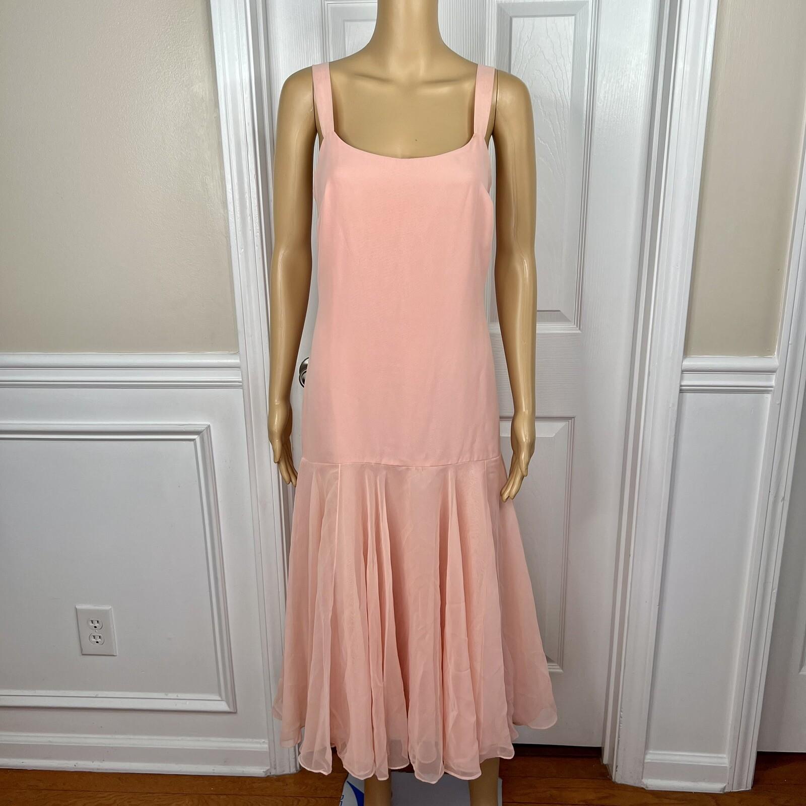 Jack Bryan 1970 Vtg Party Dress Size 12 Peach Beaded Flapper Drop waist Gown