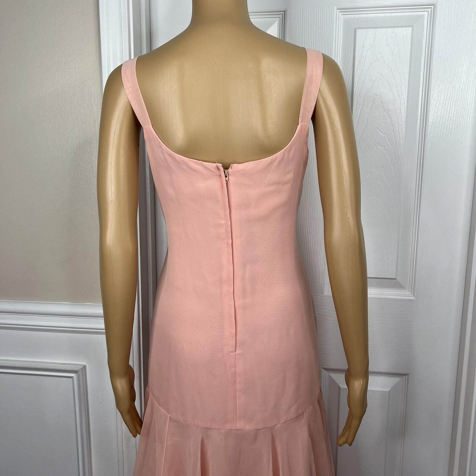 Jack Bryan 1970 Vtg Party Dress Size 12 Peach Beaded Flapper Drop waist Gown