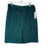 10-6289.jpg Liz Claiborne Tweed Pencil Skirt Size 8 Verdant Green Blue Front Slit Career New
