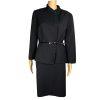 Tahari ASL Polyester Viscose Spandex Skirt Suit Size 10 Black Pleated Ruffle 2PC