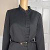 Tahari ASL Polyester Viscose Spandex Skirt Suit Size 10 Black Pleated Ruffle 2PC