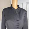 Tahari ASL Polyester Viscose Spandex Skirt Suit Size 10 Black Pleated Ruffle 2PC