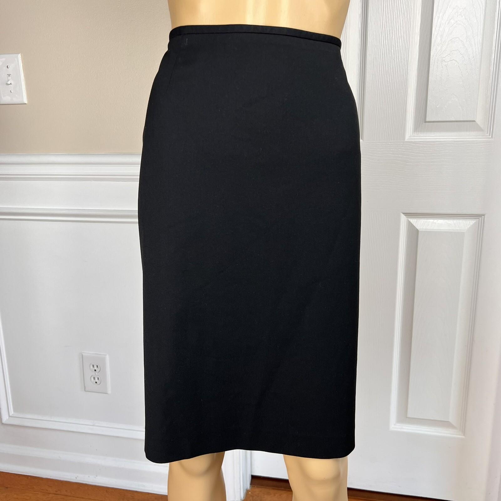 Tahari ASL Polyester Viscose Spandex Skirt Suit Size 10 Black Pleated Ruffle 2PC