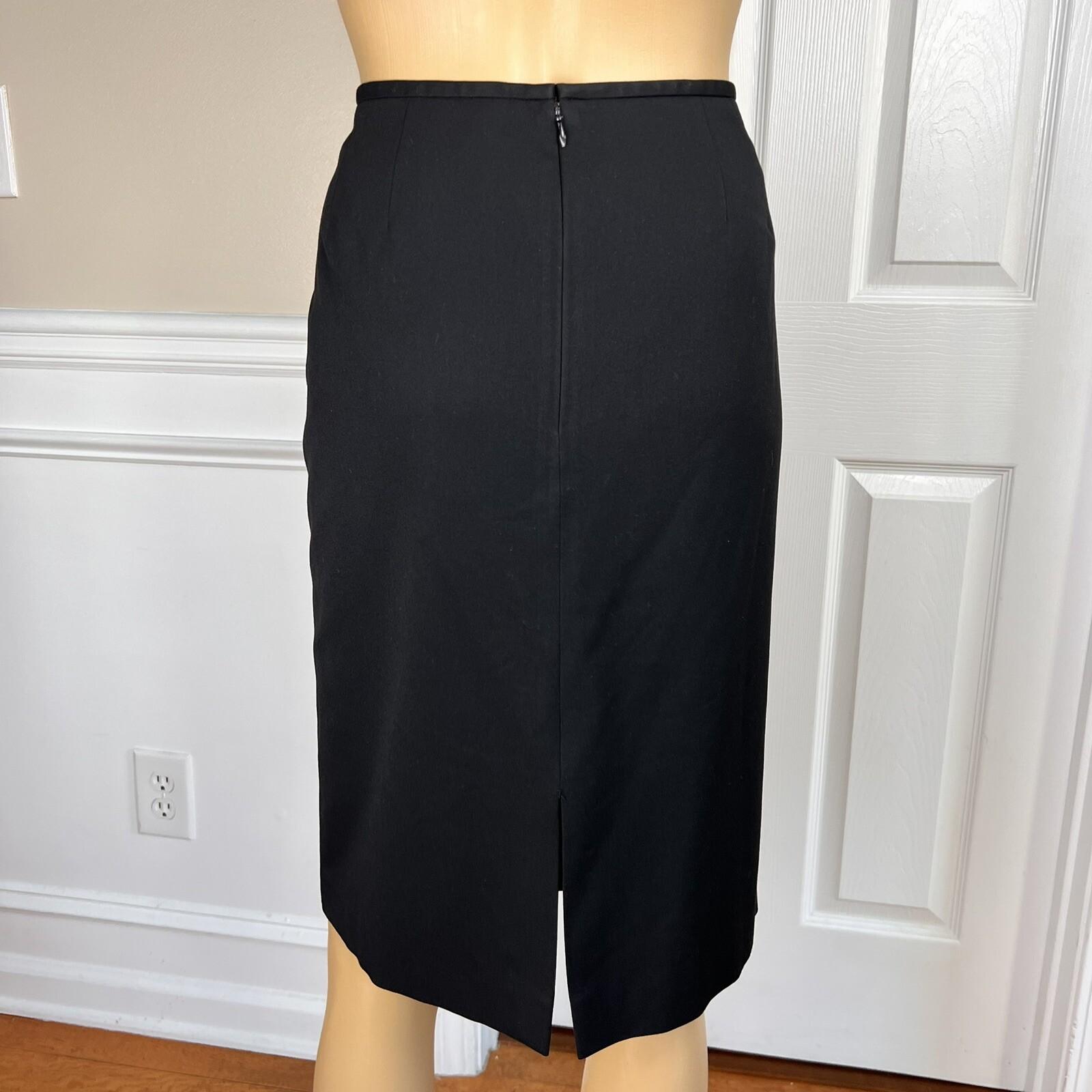 Tahari ASL Polyester Viscose Spandex Skirt Suit Size 10 Black Pleated Ruffle 2PC