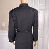 Tahari ASL Polyester Viscose Spandex Skirt Suit Size 10 Black Pleated Ruffle 2PC