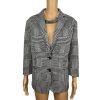 LAUREN RALPH LAUREN Women Blazer Jacket Size 14W Black White Knit Lined