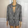 LAUREN RALPH LAUREN Women Blazer Jacket Size 14W Black White Knit Lined