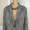 LAUREN RALPH LAUREN Women Blazer Jacket Size 14W Black White Knit Lined