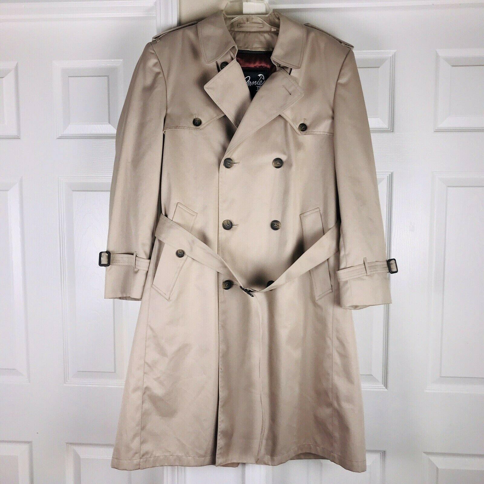 10-6312.jpg CERNIE II VTG Trench Coat Size 42 Beige Double Breasted Belted Removable Liner