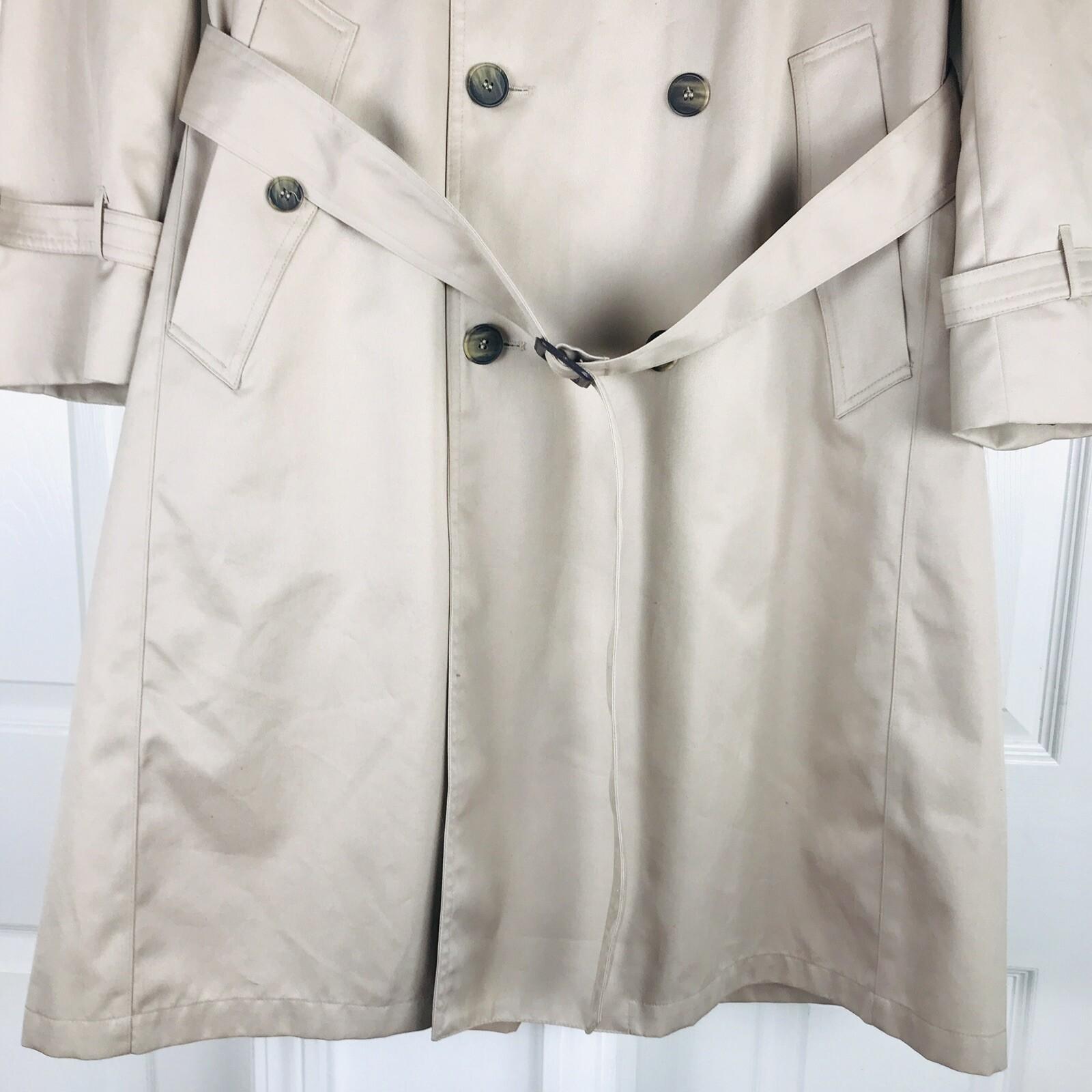 10-6314.jpg CERNIE II VTG Trench Coat Size 42 Beige Double Breasted Belted Removable Liner