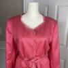 10-6324.jpg Nipon Boutique Women Silk Cotton Blazer Size 12 Pink Ruffle Belted Lined 1PC