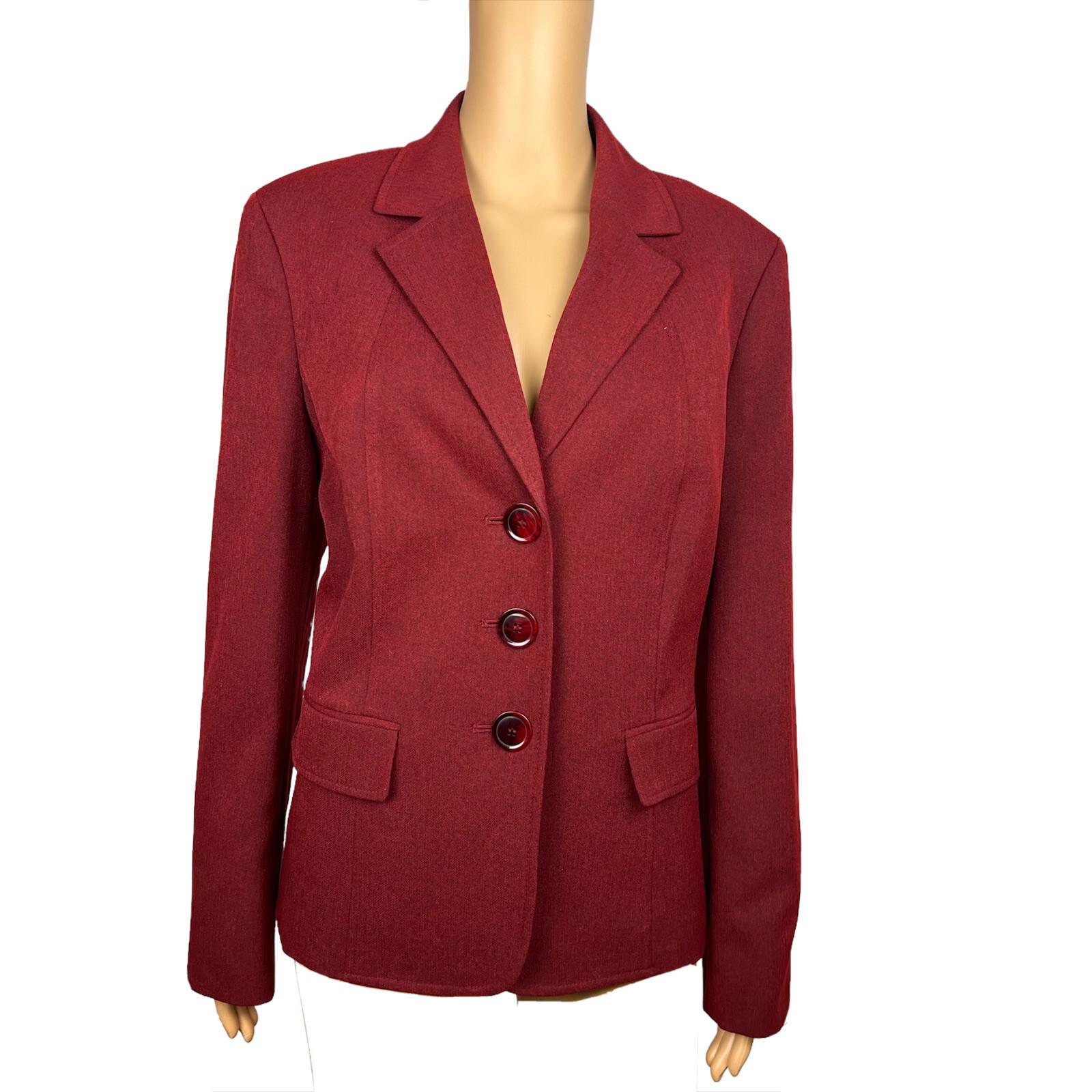LE SUIT Women Polyester Blazer Size 12 Burgundy Lined Notch Collar Lined 1PC