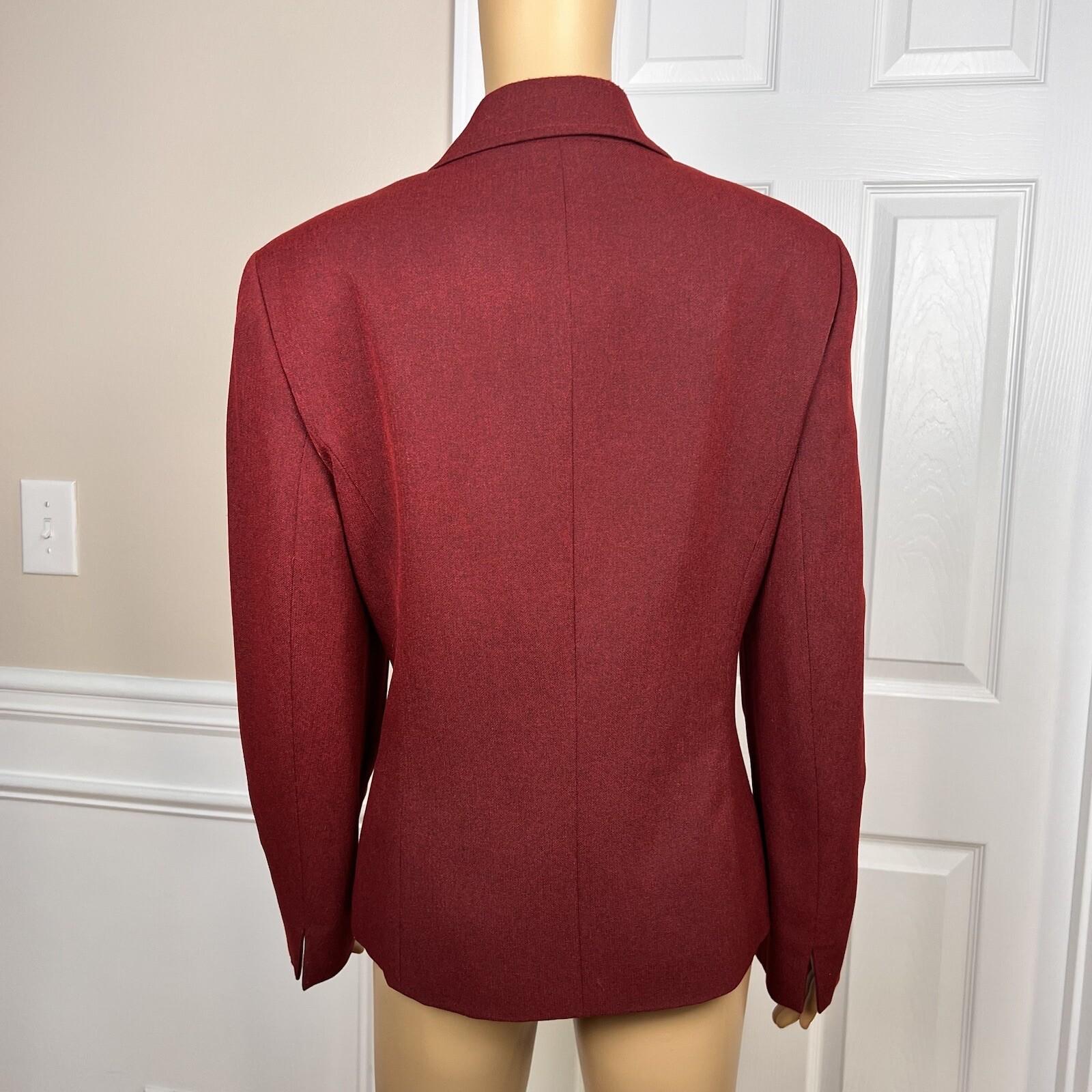 LE SUIT Women Polyester Blazer Size 12 Burgundy Lined Notch Collar Lined 1PC
