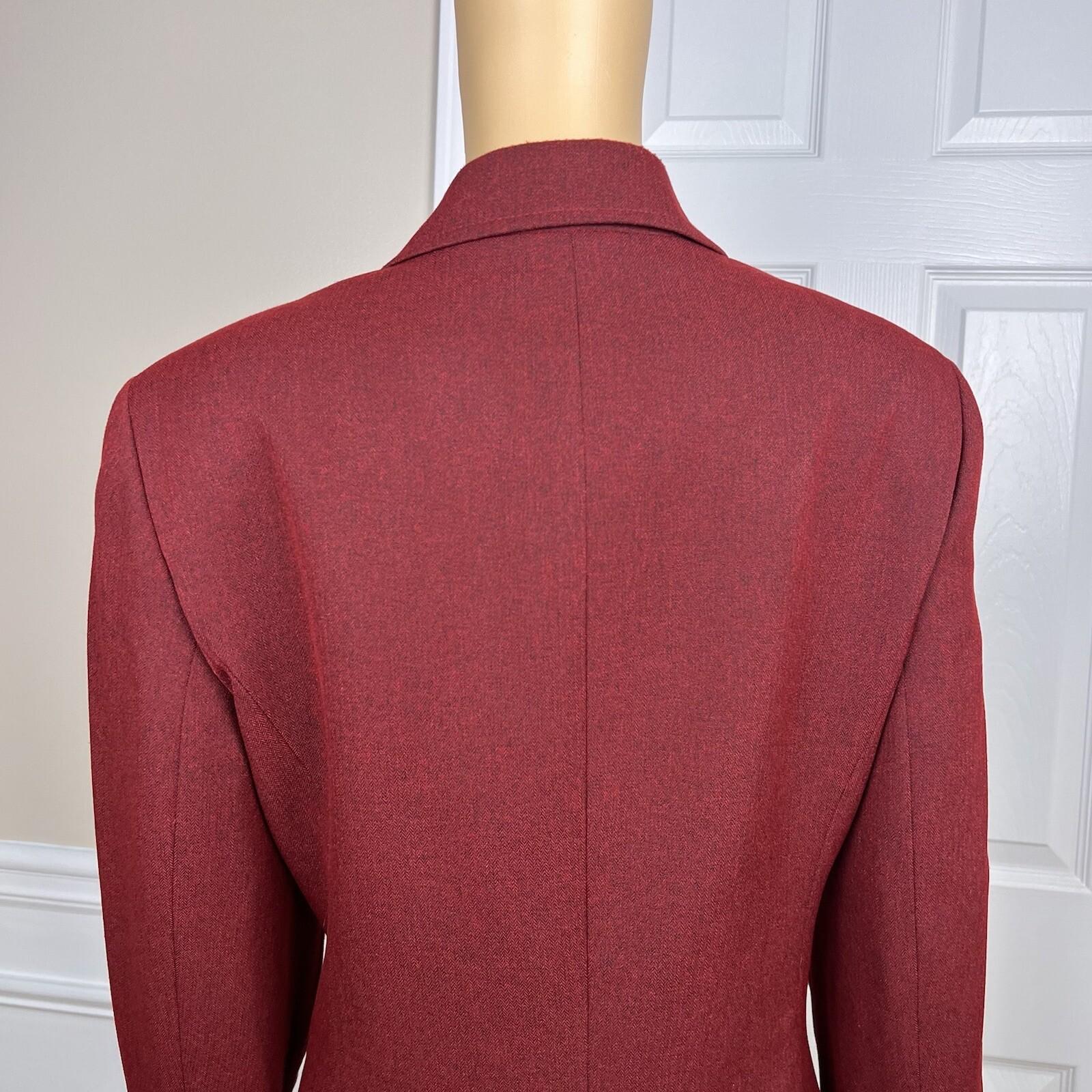 LE SUIT Women Polyester Blazer Size 12 Burgundy Lined Notch Collar Lined 1PC