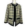10-6343.jpg KASPER Polyester Elastane Blazer Size 8 Yellow Black Lined Open Front Pockets