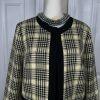 10-6345.jpg KASPER Polyester Elastane Blazer Size 8 Yellow Black Lined Open Front Pockets