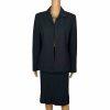 Kasper Classics Polyester Skirt Suit 10 Black Flecked Open Front Pleated 2PC