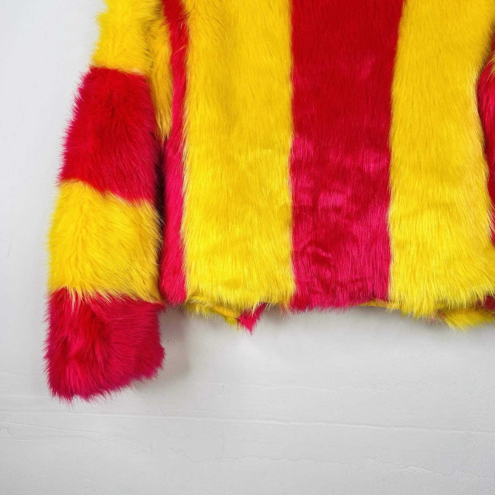 Celebrity Fashion By Hera Collection Faux Fur Jacket Size S Pink Yellow Cropped