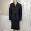 Kasper Classics Polyester Skirt Suit 10 Black Flecked Open Front Pleated 2PC