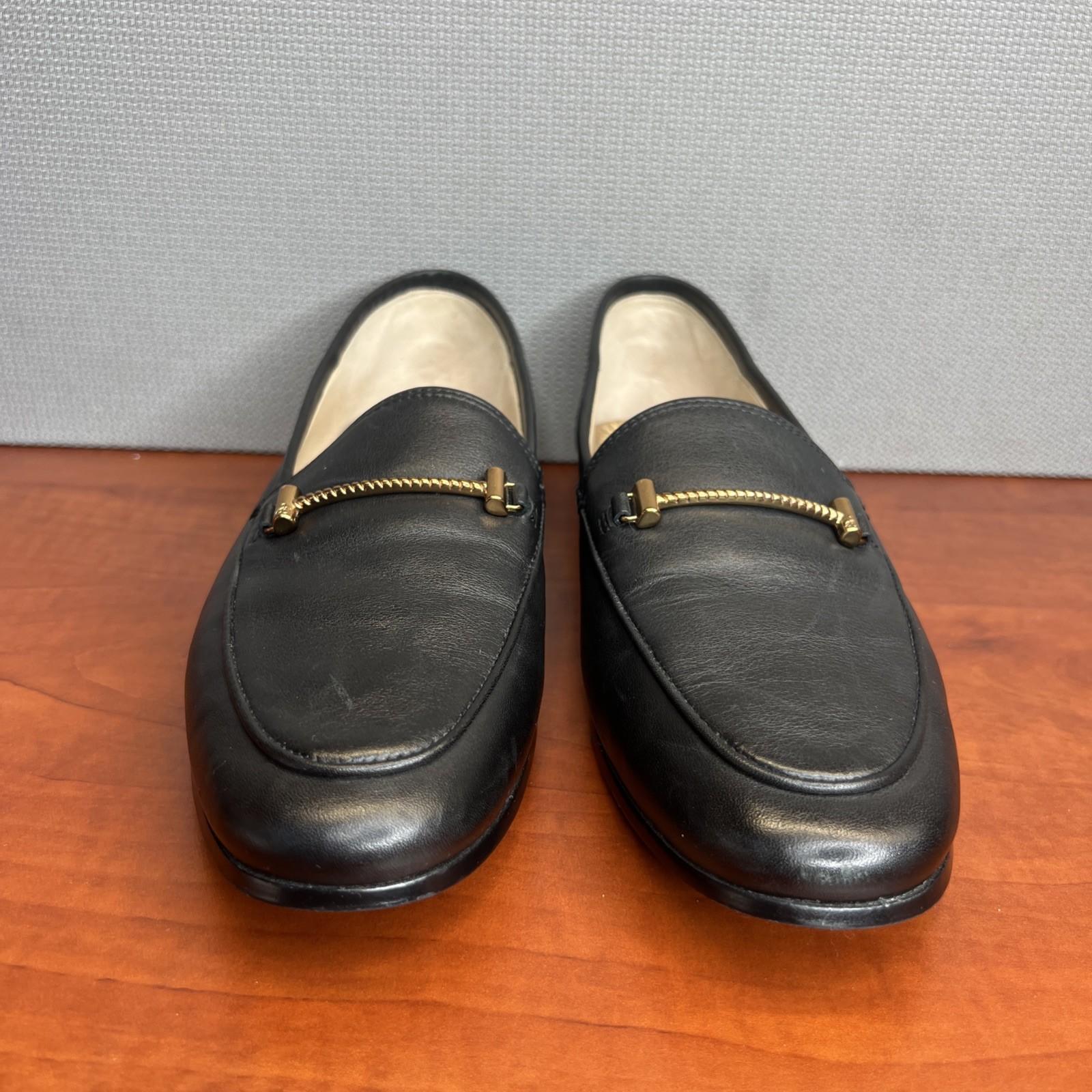 Sam Edelman Loraine Soft Leather Loafers Size 8M Black Goldware Timeless Sleek