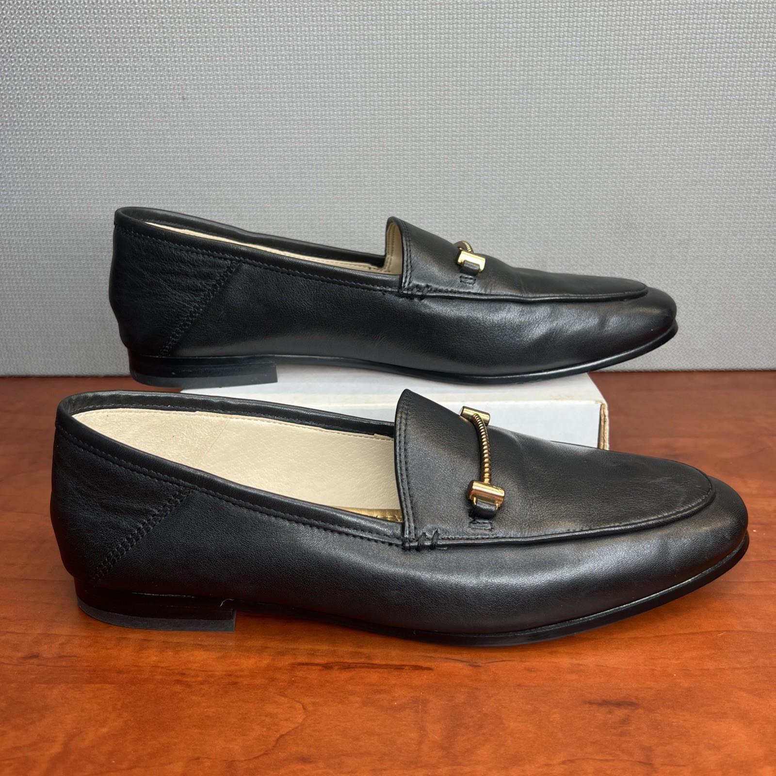 Sam Edelman Loraine Soft Leather Loafers Size 8M Black Goldware Timeless Sleek