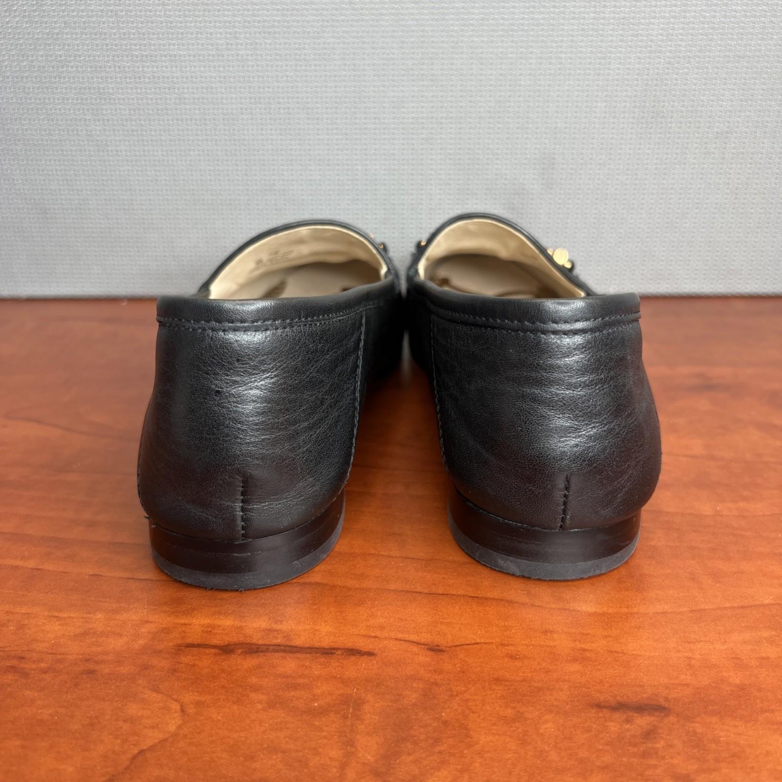 Sam Edelman Loraine Soft Leather Loafers Size 8M Black Goldware Timeless Sleek