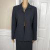 Kasper Classics Polyester Skirt Suit 10 Black Flecked Open Front Pleated 2PC