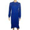 Ashro Sweater Dress Size S Pearl Peplum Blue Beaded Embellished Formal Ruffle