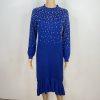 Ashro Sweater Dress Size S Pearl Peplum Blue Beaded Embellished Formal Ruffle