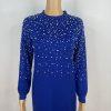 Ashro Sweater Dress Size S Pearl Peplum Blue Beaded Embellished Formal Ruffle