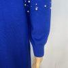 Ashro Sweater Dress Size S Pearl Peplum Blue Beaded Embellished Formal Ruffle