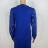 Ashro Sweater Dress Size S Pearl Peplum Blue Beaded Embellished Formal Ruffle