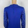 Ashro Sweater Dress Size S Pearl Peplum Blue Beaded Embellished Formal Ruffle