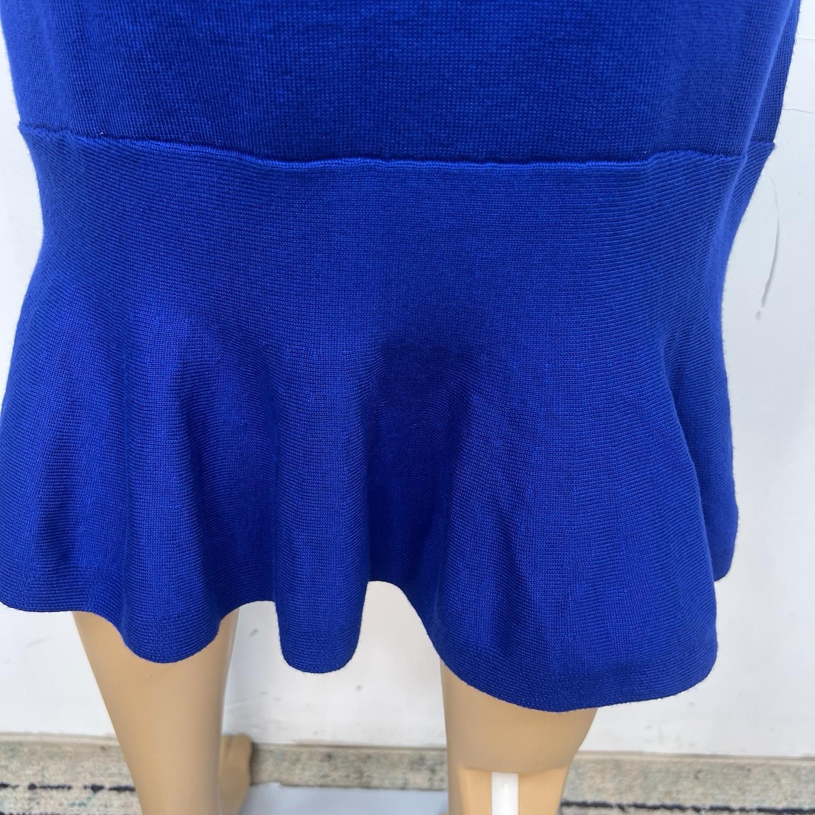 Ashro Sweater Dress Size S Pearl Peplum Blue Beaded Embellished Formal Ruffle